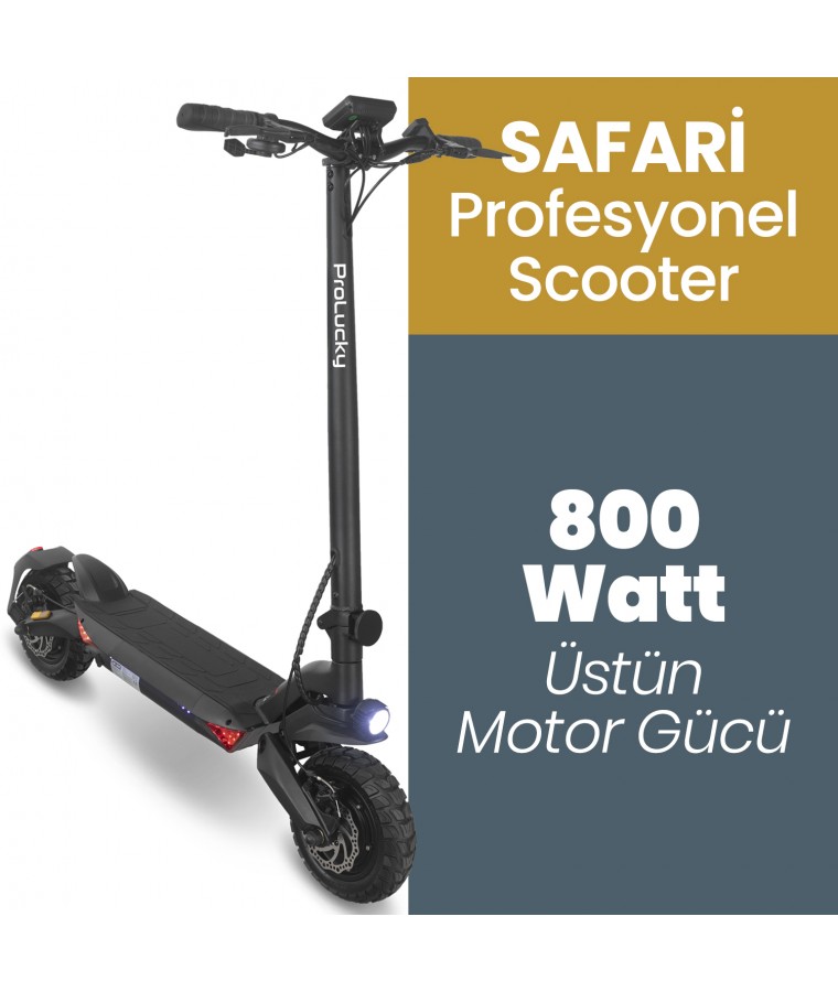 ( YENİ! ) ProLucky PROFESYONEL Safari Scooter! ( 800 Watt Üstün Motor Gücü, 3 Farklı Sürüş Modu, Çift Süspansiyon, Özel Dizayn Led Ekran)